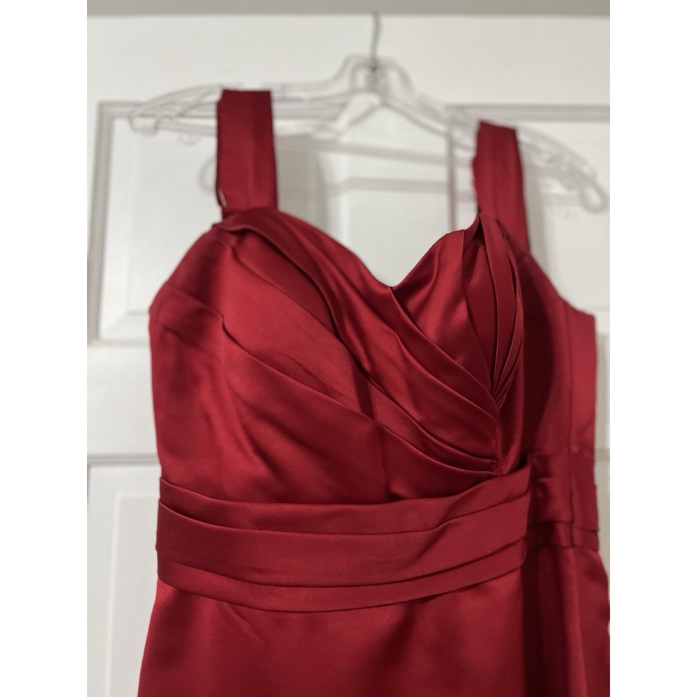 Damas Womens Bride Size L Red Floor Length Formal Gown Prom Elegant Tie Back - Picture 2 of 16
